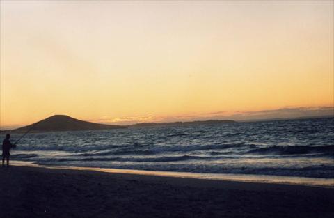 Fishing at sunset